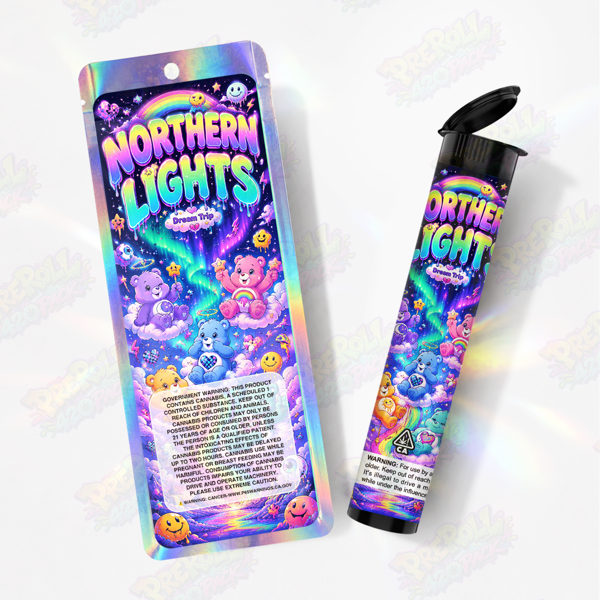 Northern Lights Pre Roll Tubes + Mylar Bags