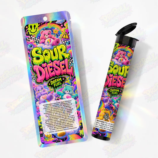 Sour Diesel Pre Roll Tubes + Mylar Bags