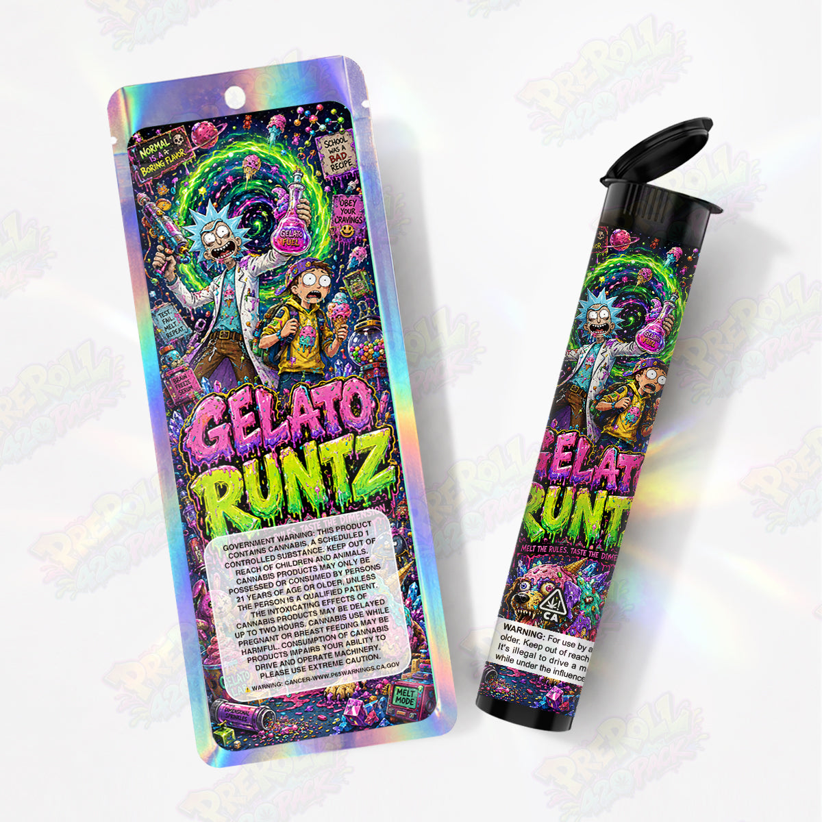 Gelato Runtz Pre Roll Tubes + Mylar Bags