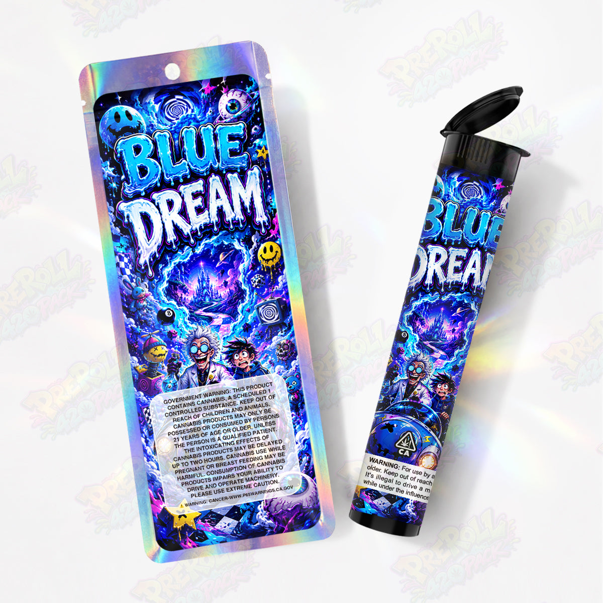 Blue Dream Pre Roll Tubes + Mylar Bags