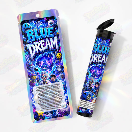 Blue Dream Pre Roll Tubes + Mylar Bags