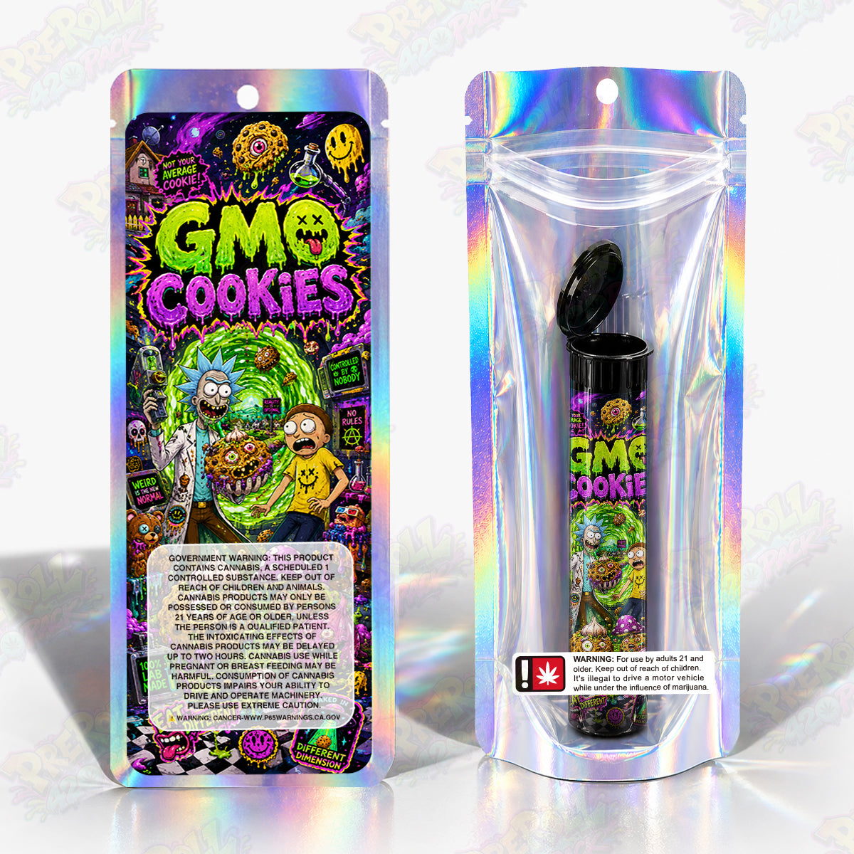 GMO Cookies Pre Roll Tubes + Mylar Bags