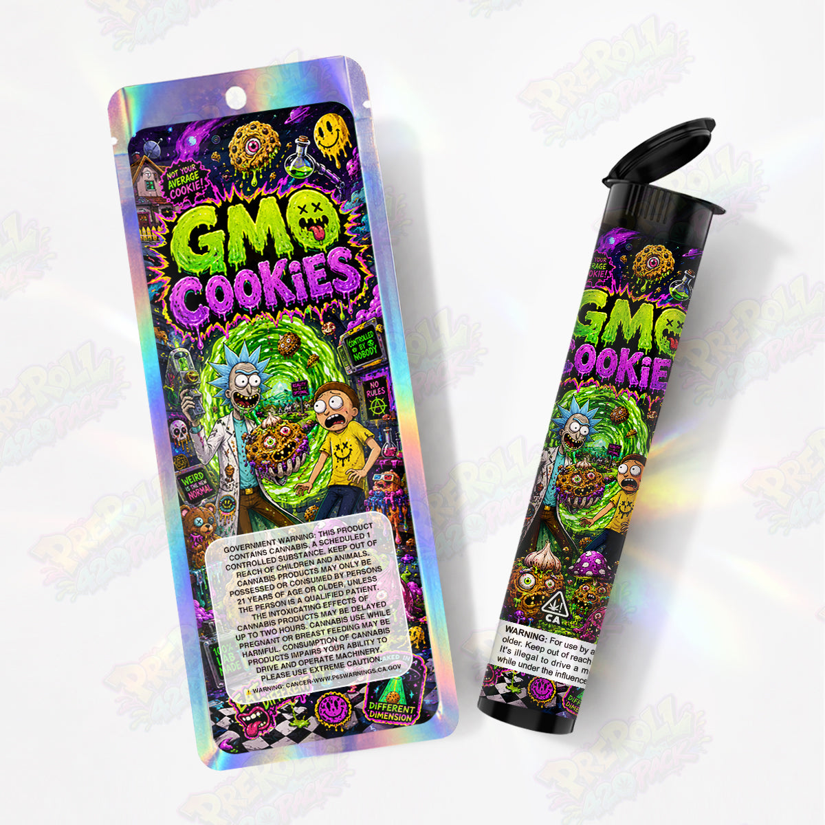 GMO Cookies Pre Roll Tubes + Mylar Bags