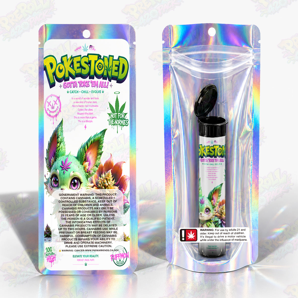 Pokestoned Pre Roll Tubes + Mylar Bags