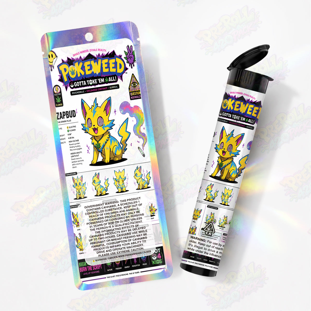 Pokeweed Pre Roll Tubes + Mylar Bags
