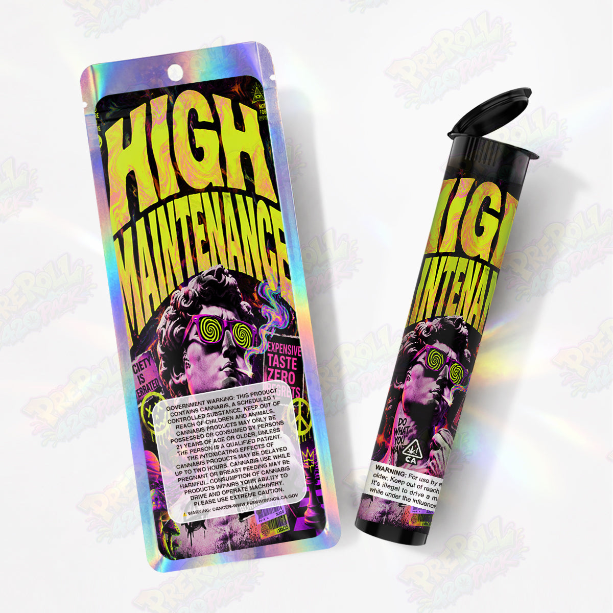 High Maintenance Pre Roll Tubes + Mylar Bags