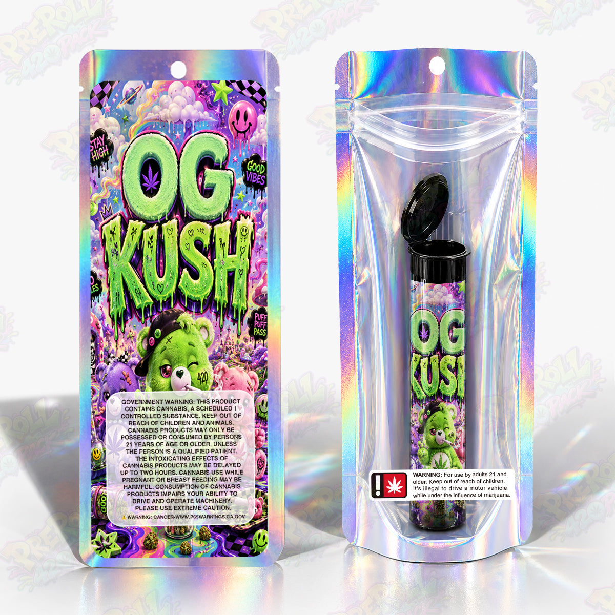 OG Kush Pre Roll Tubes + Mylar Bags