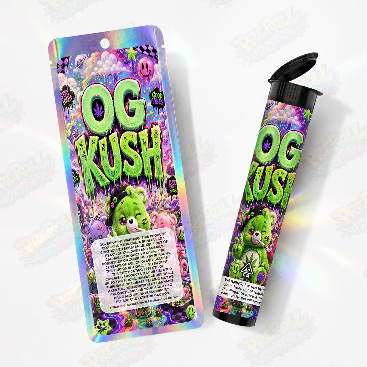 OG Kush Pre Roll Tubes + Mylar Bags