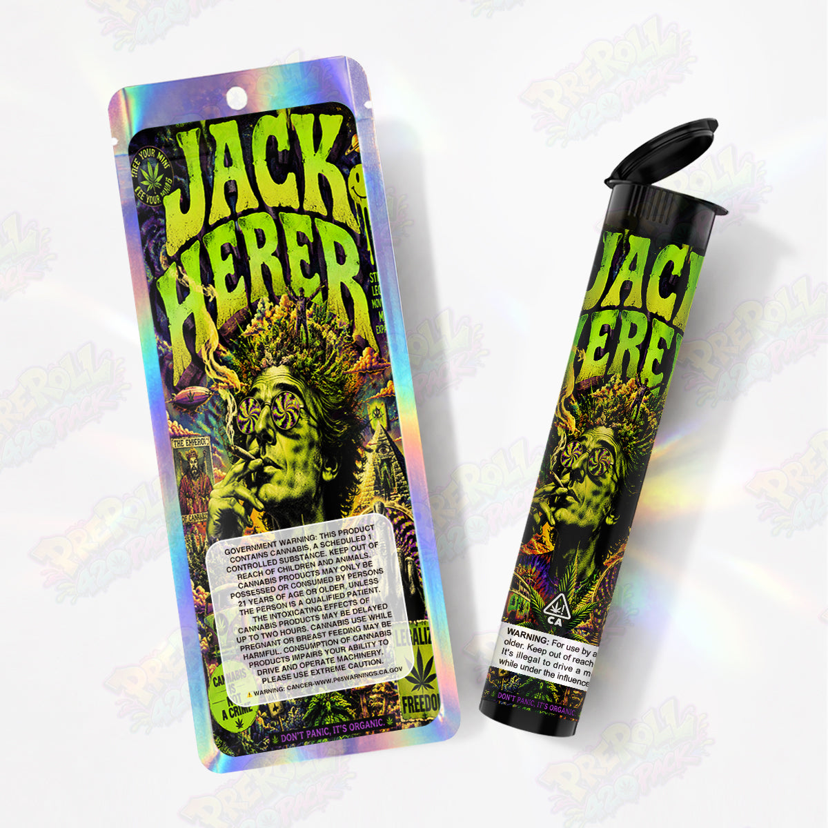 Jack Herer Pre Roll Tubes + Mylar Bags