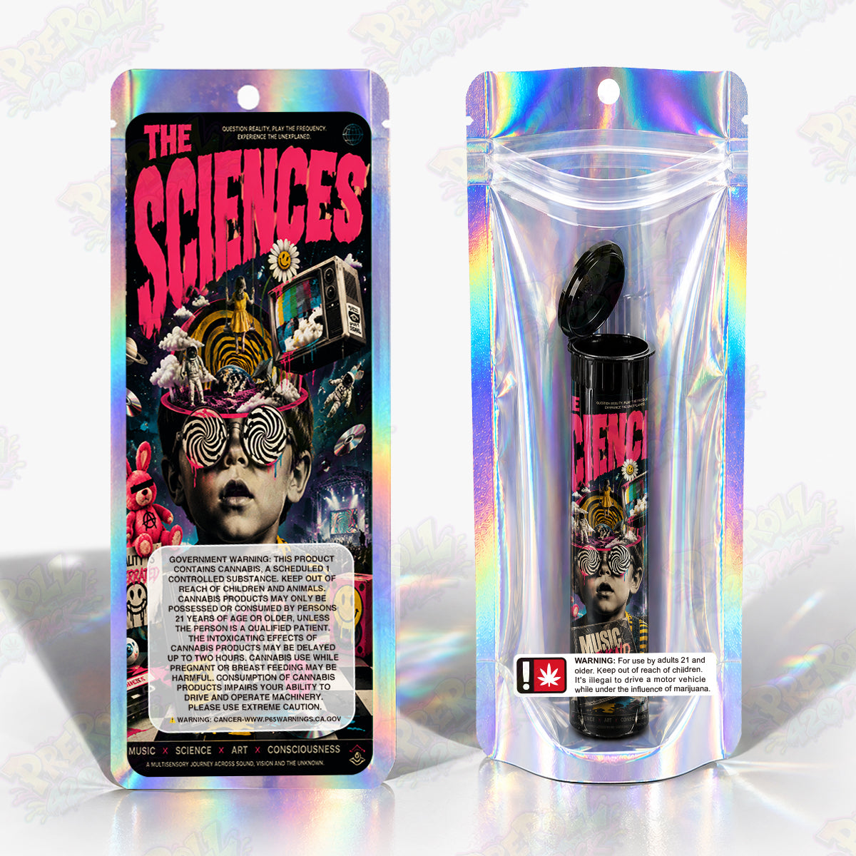 The Sciences Pre Roll Tubes + Mylar Bags