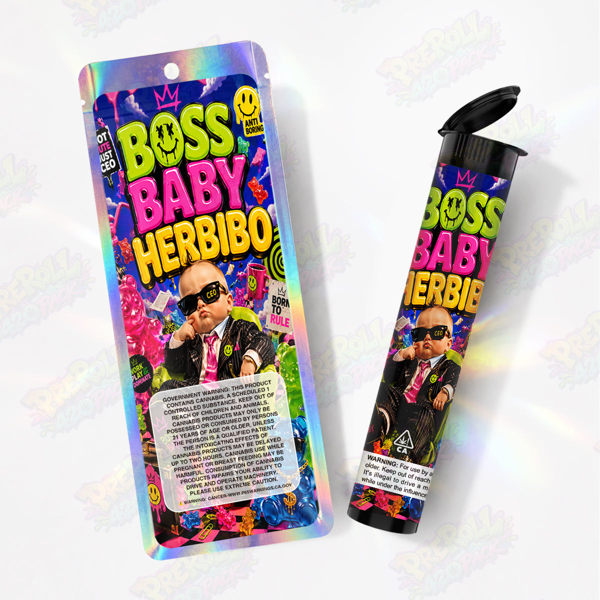 Boss Baby Herbibo Pre Roll Tubes + Mylar Bags