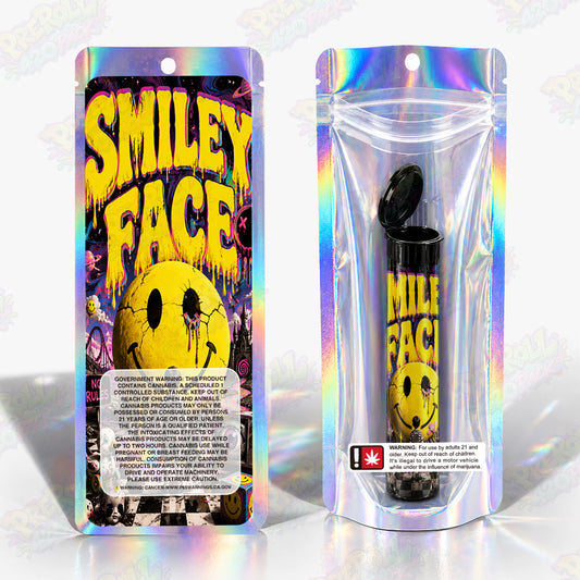 Smiley Face Pre Roll Tubes + Mylar Bags