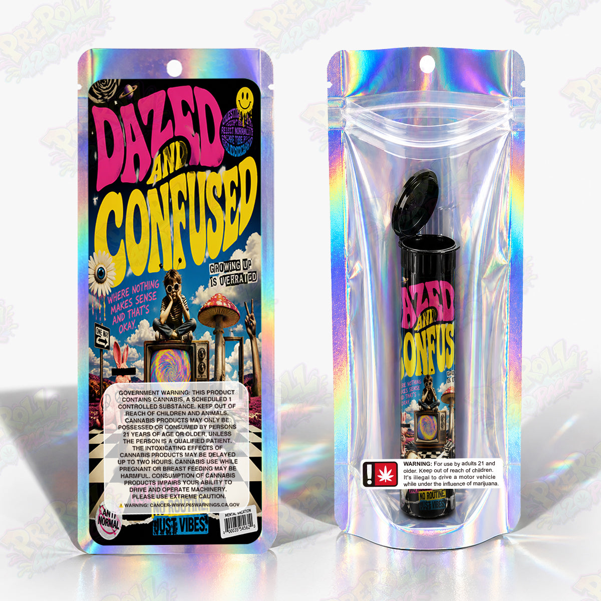 Dazed And Confused Pre Roll Tubes + Mylar Bags