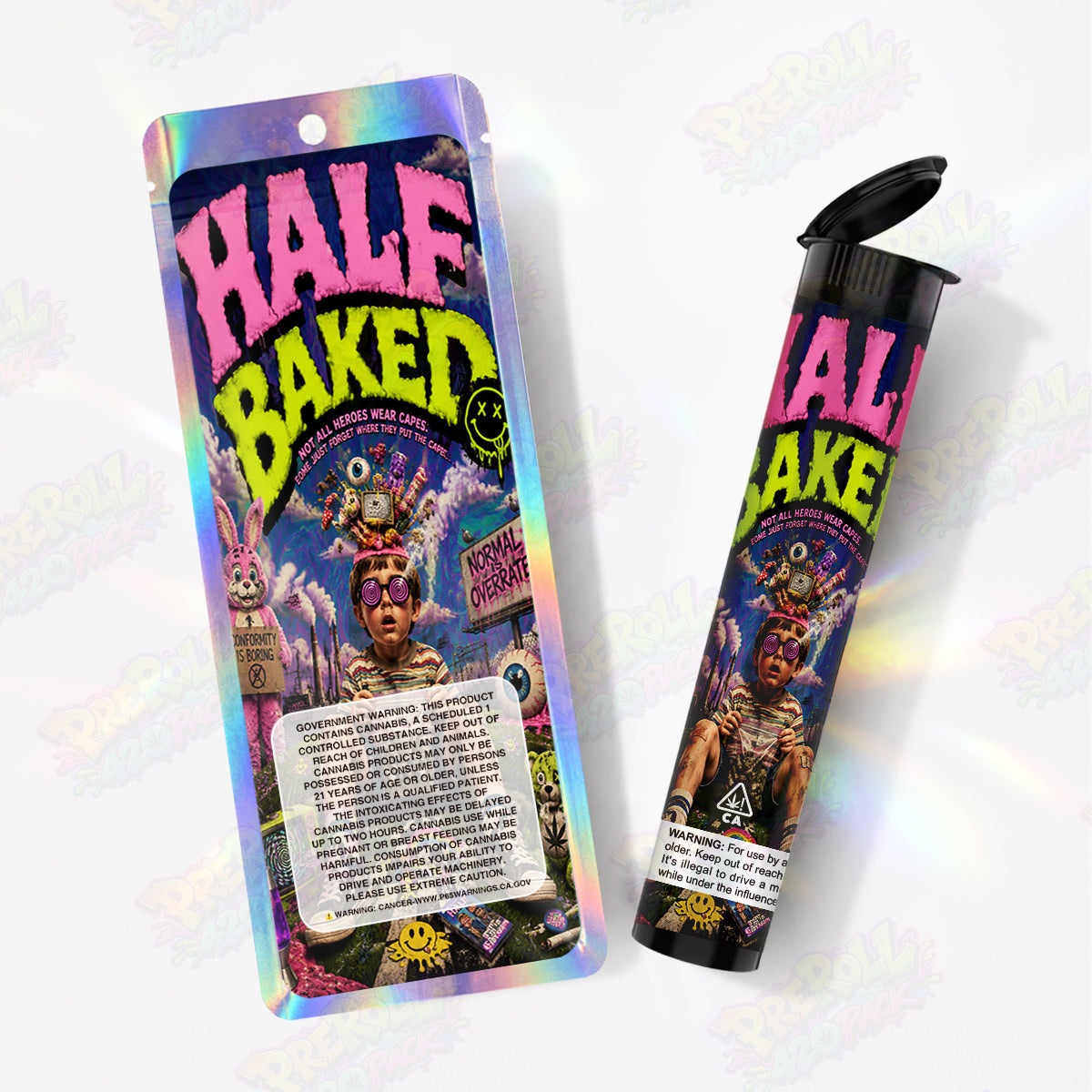 Half Baked Pre Roll Tubes + Mylar Bags