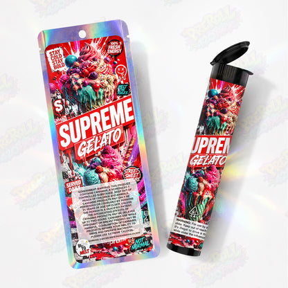Supreme Gelato Pre Roll Tubes + Mylar Bags