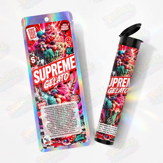 Supreme Gelato Pre Roll Tubes + Mylar Bags