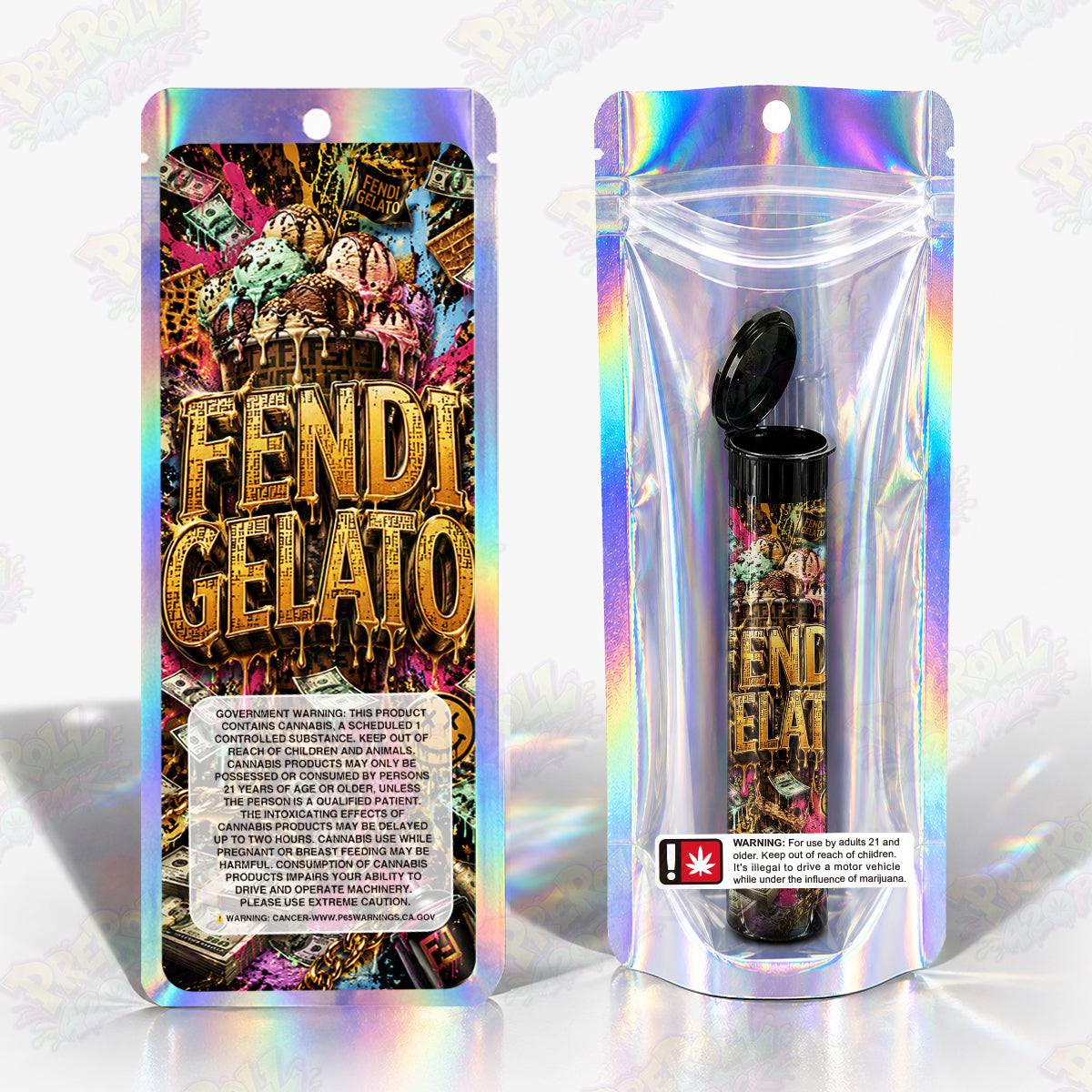 Fendi Gelato Pre Roll Tubes + Mylar Bags