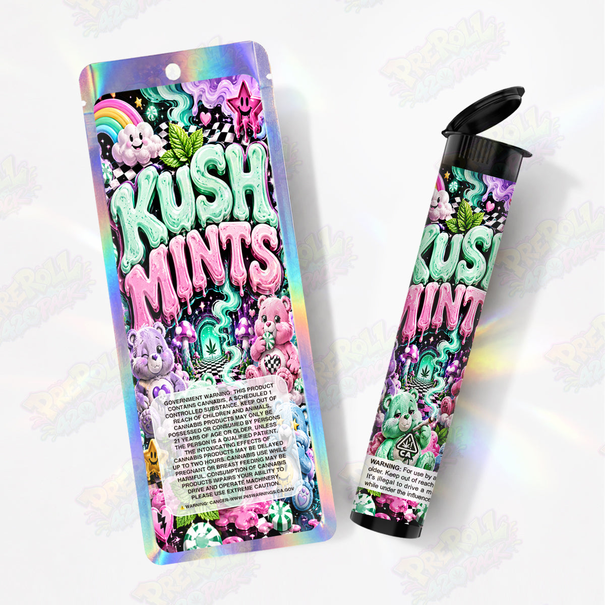 Kush Mints Pre Roll Tubes + Mylar Bags