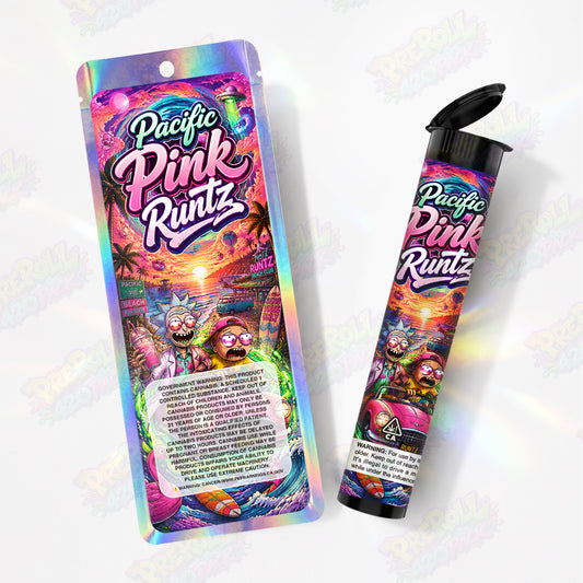 Pacific Pink Runtz Pre Roll Tubes + Mylar Bags